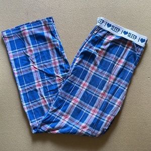 Women’s Plaid I Love Sleep Pajama Pants Size XL